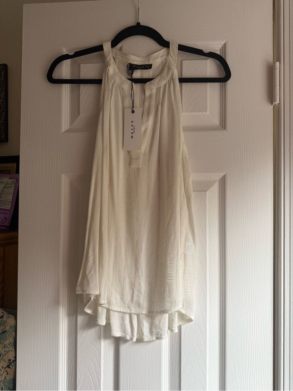 Maven West Ivory Sleeveless Halter Tank